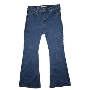 MNG Mango Flare High Rise Stretch Medium Blue Wash Jeans Size 30